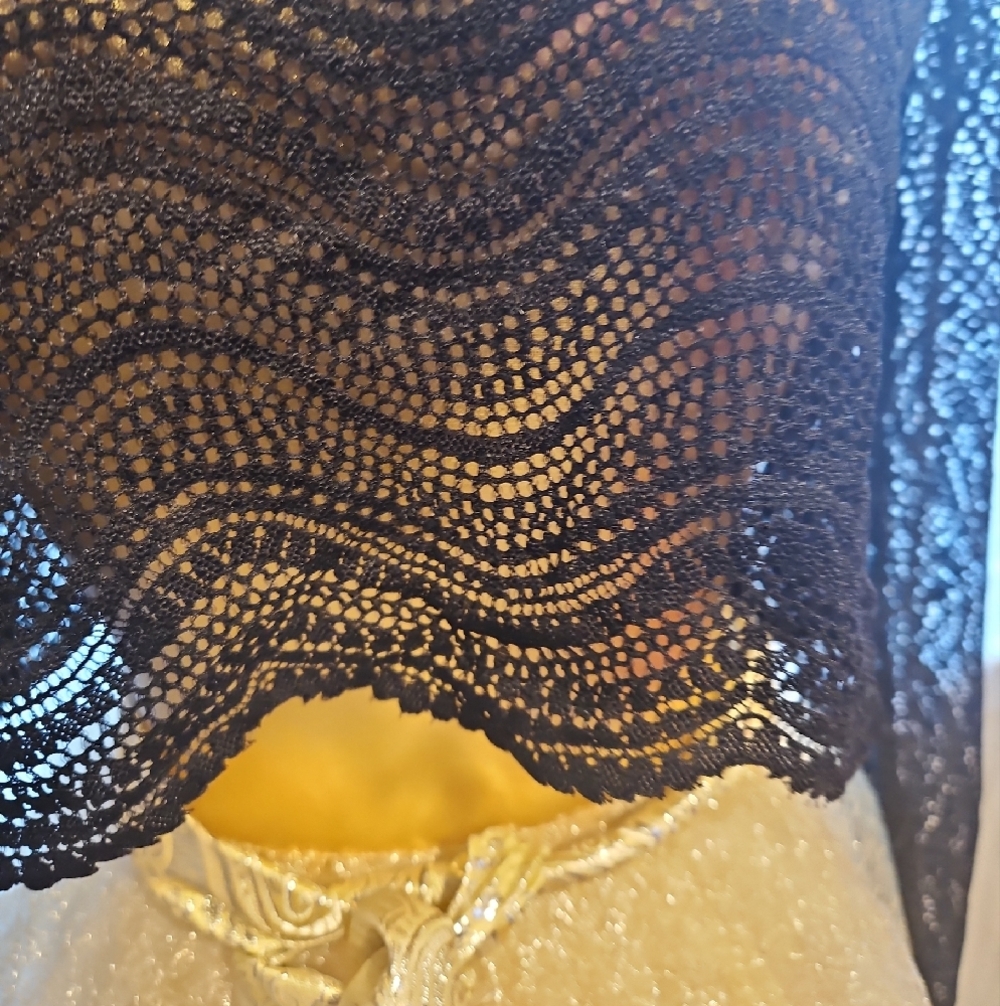 Zara Black Sheer Crochet Wave Knit Long Sleeve Top - Picture 5 of 5